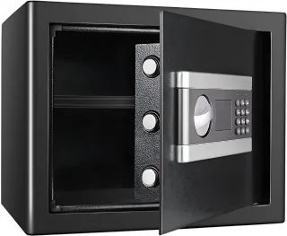 Kluis Nero - 37cm - Brandwerend en waterdicht - Kluisjes met cijferslot - 2 sleutels - Digitaal toetsenbord - Zwart