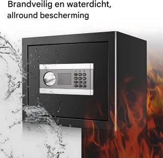 Kluis Nero - 37cm - Brandwerend en waterdicht - Kluisjes met cijferslot - 2 sleutels - Digitaal toetsenbord - Zwart