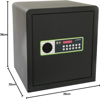 Wat vinden we goed aan de Meubelkluis met cijferslot - Elektronisch slot - Thuis veilig - Code en dubbele bouten - 38x35x36 cm 41 liter Kluis brandwerend
