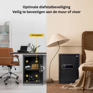 Kluis met Vingerafdruk - Brandwerend - Safe met Noodsleutel -