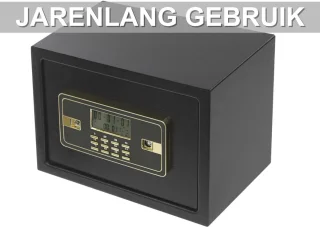 Kluis Oplunce - 22L - Brandwerend en waterdicht - Kluisjes met cijferslot - Zwart/goud - 2 sleutels - Digitaal toetsenbord