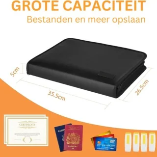 QPFO® Brandwerende Documententas A4 - Waterdichte Zak Met Ritssluiting - Hittebestendige Document Organizer Met 12 Vakken