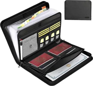 QPFO® Brandwerende Documententas A4 - Waterdichte Zak Met Ritssluiting - Hittebestendige Document Organizer Met 12 Vakken