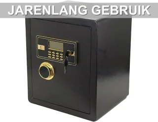 Kluis Oplunce - 22L - Brandwerend en waterdicht - Kluisjes met cijferslot - Zwart/goud - 2 sleutels - Digitaal toetsenbord