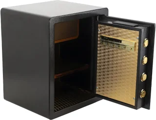 Kluis Oplunce - 22L - Brandwerend en waterdicht - Kluisjes met cijferslot - Zwart/goud - 2 sleutels - Digitaal toetsenbord