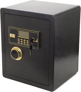 Kluis Oplunce - 22L - Brandwerend en waterdicht - Kluisjes met cijferslot - Zwart/goud - 2 sleutels - Digitaal toetsenbord review