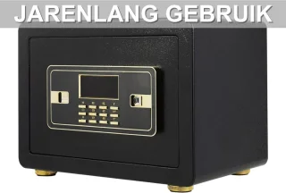 Kluis deluxe - 22L - Brandwerend en waterdicht - Kluisjes met cijferslot - Zwart/goud - 2 sleutels - Digitaal toetsenbord