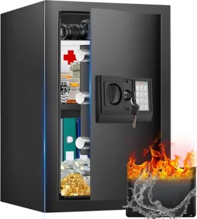 Veiligheidsbox 2.7 Cuft - Brandwerende Waterdichte Kluizen voor Documenten met Digitale Beveiliging en Slim Alarm Systeem