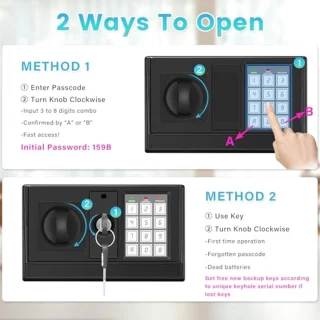 Veiligheidsbox 2.7 Cuft - Brandwerende Waterdichte Kluizen voor Documenten met Digitale Beveiliging en Slim Alarm Systeem