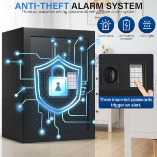 Veiligheidsbox 2.7 Cuft - Brandwerende Waterdichte Kluizen voor Documenten met Digitale Beveiliging en Slim Alarm Systeem