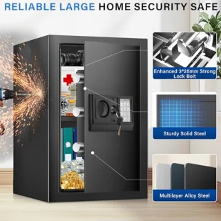 Veiligheidsbox 2.7 Cuft - Brandwerende Waterdichte Kluizen voor Documenten met Digitale Beveiliging en Slim Alarm Systeem