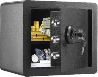 QPFO® Kluis vingerafdruk brandwerend 22L elektronisch cijferslot cilinderslot inclusief sleutels stevige constructie 35x25cm