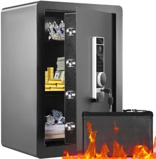 DailySupplies® Kluis met Vingerafdruk - Brandwerend - Safe met Noodsleutel - Zwart