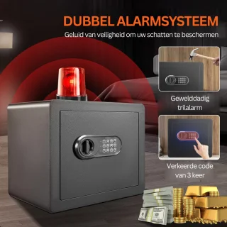 Vevor® Kluis Elektrisch - Digitale Toegang - Wandmontage - Veiligheids Kluis - Brandwerende Kluis - 40x35x30cm