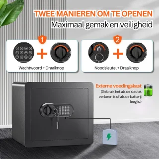 Vevor® Kluis Elektrisch - Digitale Toegang - Wandmontage - Veiligheids Kluis - Brandwerende Kluis - 40x35x30cm