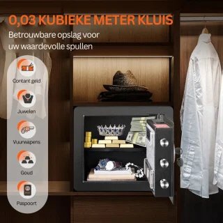 Vevor® Kluis Elektrisch - Digitale Toegang - Wandmontage - Veiligheids Kluis - Brandwerende Kluis - 40x35x30cm
