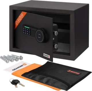 Biometrische kluis - vingerafdrukkluis - digitale kluis - brandwerende geldzak - 20 liter - titaniumgrijs
