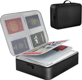 Brandwerende documentenbox zwart 37 x 27 x 10 cm