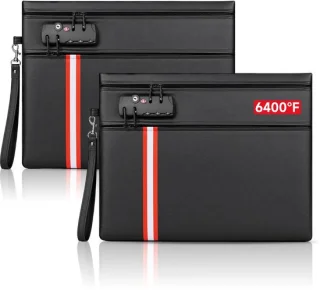 Brandwerende documententas met slot 36x26 cm 2 stuks
