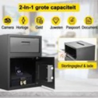 Brandwerende Kluis 45x30x36 Zwart Met Cijferslot En Sleutels