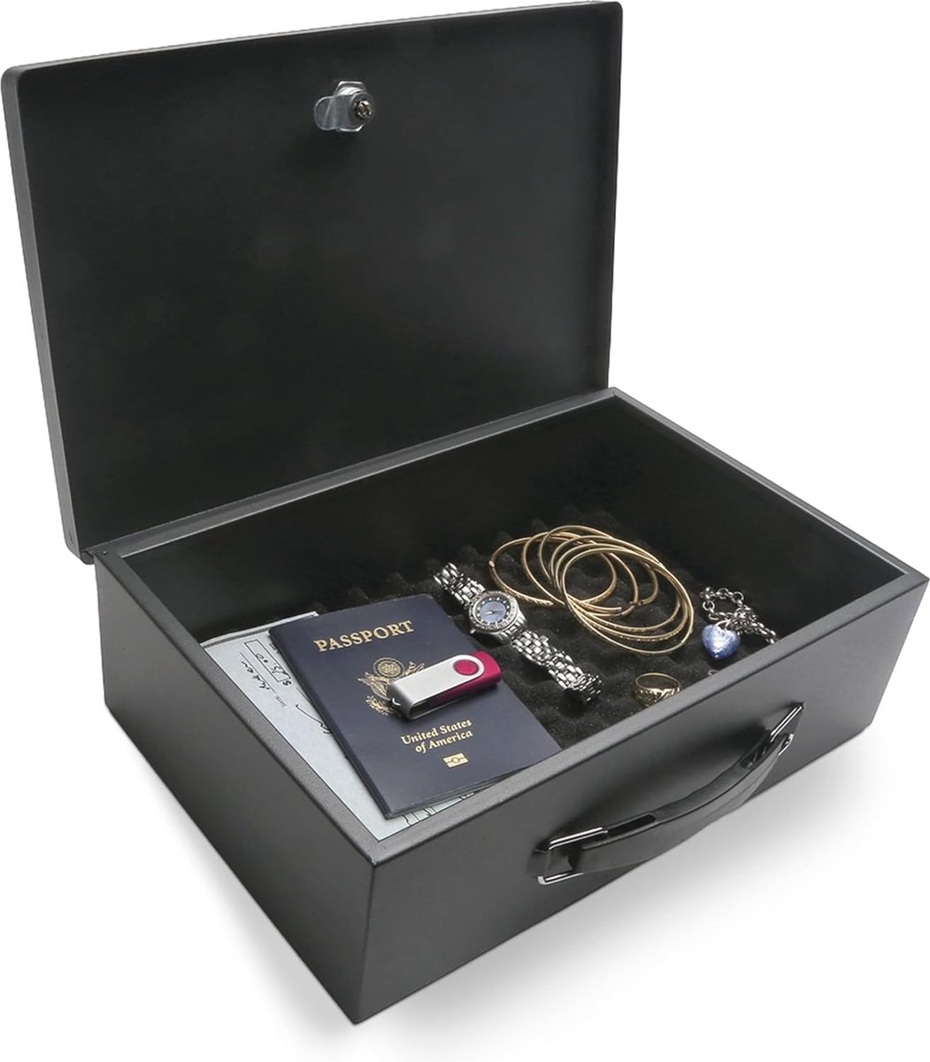 De Brandwerende stalen beveiligingsdoos 5L zwart in één oogopslag