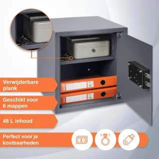 Brihard Business 40x38x38cm Kluis met Sleutel Grijs