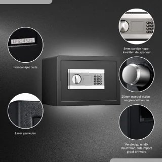 Buxibo Brandwerende Kluis Digitaal Codeslot Zwart