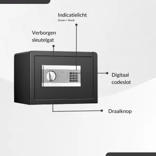 Buxibo Brandwerende Kluis Digitaal Codeslot Zwart