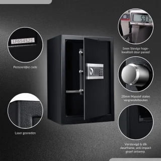 Buxibo Brandwerende Kluis Villa Digitaal Codeslot Zwart