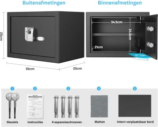 CLVP® Vingerafdrukkluis Brandwerend Zwart