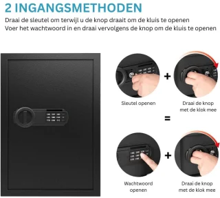 DailySupplies® Brandwerend Geldkistje met Sleutel Zwart