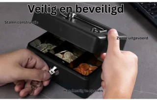 DailySupplies Geldkistje Brandwerend Zwart met Sleutel