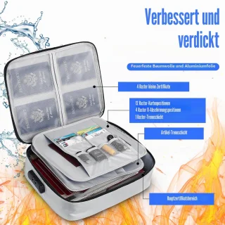 Documentenbox brandwerend, waterdicht en met slot - A4-formaat