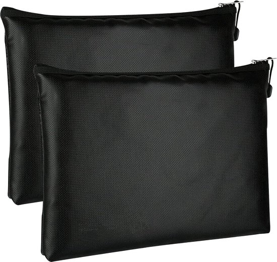 Documententas brandwerend 2 stuks zwart 29x20 cm
