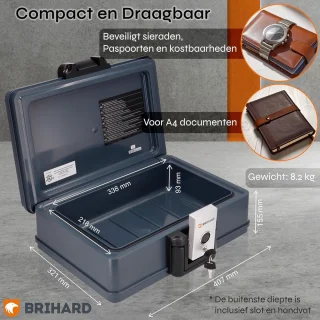 Draagbare brandkist - zwart - A4 formaat