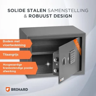 Elektronische Brandwerende Kluis 20L Grijs