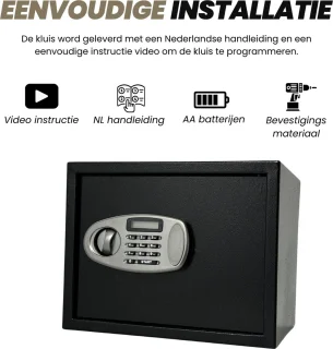 Elektronische Brandwerende Kluis 38x30x30 cm Zwart