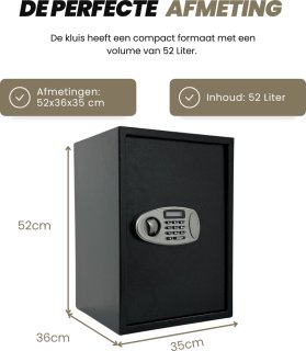 Elektronische Brandwerende Kluis 52L Zwart