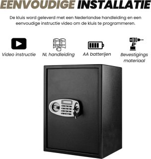 Elektronische Brandwerende Kluis 52L Zwart