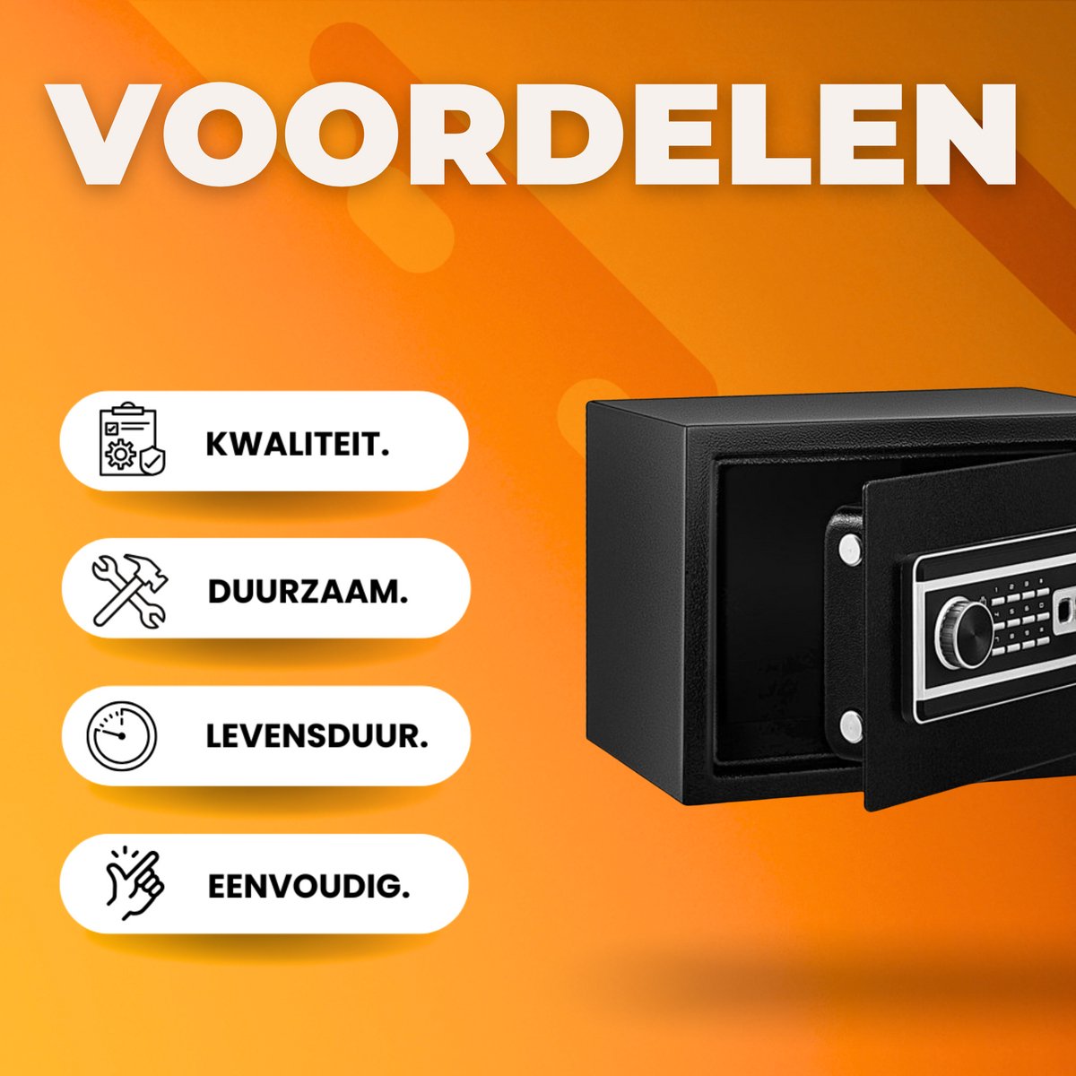 Wat vinden we goed aan de Elektronische Kluis 0,8L Massief Staal