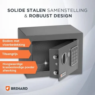 Elektronische Kluis 6L met Cijferslot en Sleutel Grijs