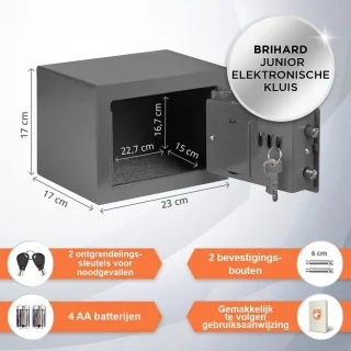 Elektronische Kluis 6L met Cijferslot en Sleutel Grijs