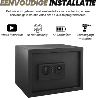 Fingerprint Kluis Elektronisch 35x25x25 cm Zwart