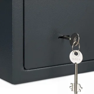 Wat vinden we goed aan de Florixa® Geldkluis met sleutel - Grijs 17x23x17 cm