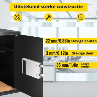 Happyment Brandwerende Kluis 42L Zwart Cijferslot
