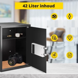 Happyment Brandwerende Kluis 42L Zwart Cijferslot
