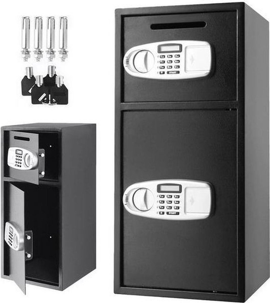 De Happyment Dubbele Elektrische Kluis 25 kg Zwart in één oogopslag