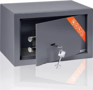 Home Geldkluis 20x31x20 cm Grijs met Sleutel
