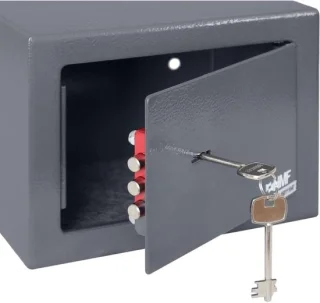 Klarven kluis brandwerend met sleutel, grijs, compact