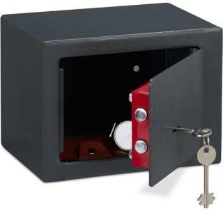 Klarven kluis met sleutel, zwart, h17 x b23 x d17 cm